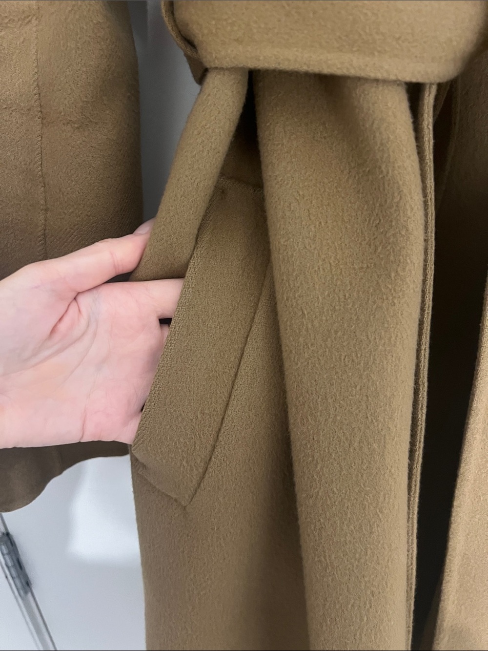 Theory Camel Belted Wool Trench Coat - Picture 4 of 5